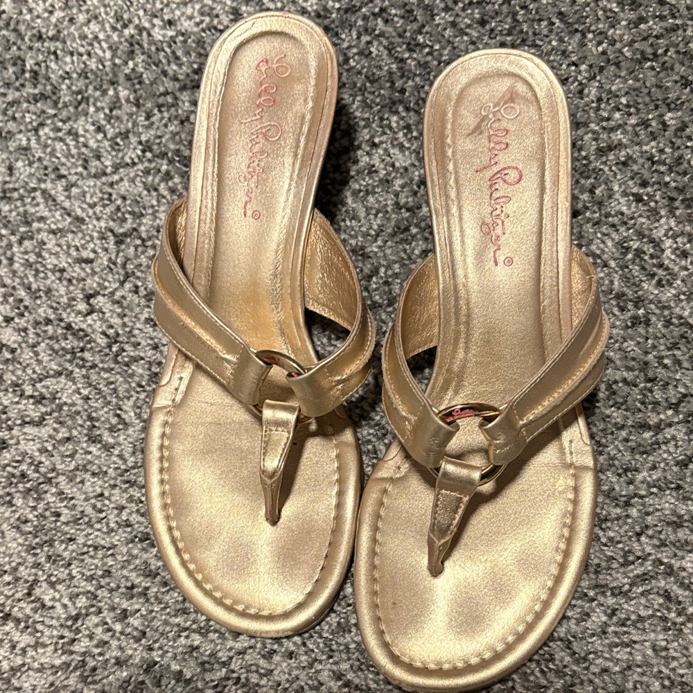 Lilly Pulitzer Metallic Gold Sandals